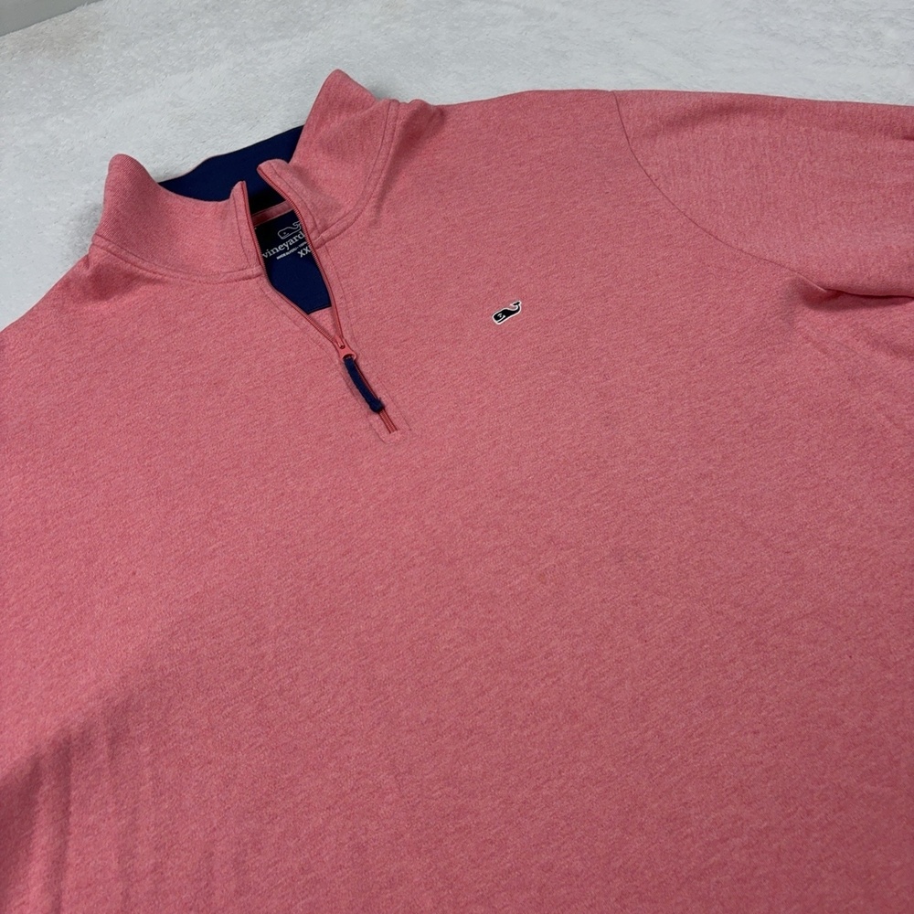 Vineyard Vines Pullover Men 2XL Pink 1/4 Zip Mock Neck Pima Cotton Casual